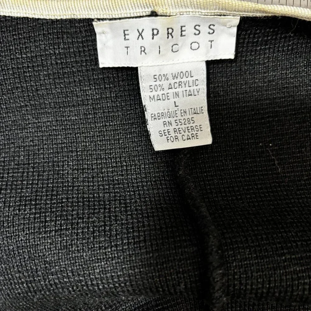 Vintage 90s‎ Express Tricot Cardigan Sweater Womens Large L Black Pearl Italy
